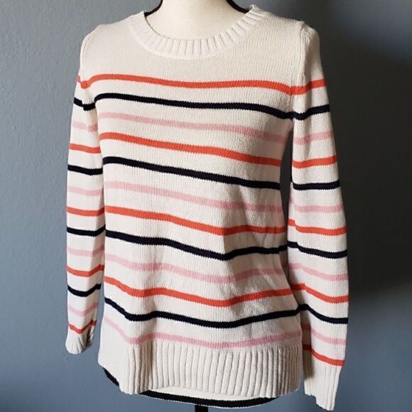Old Navy Cream Striped Crew-Neck Sweater for Women - Picture 1 of 8